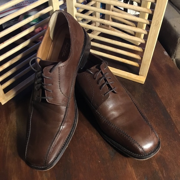 TASSO ELBA Brown Leather Dress Shoes - Size 10.5 D  Lace Ups - Picture 1 of 11